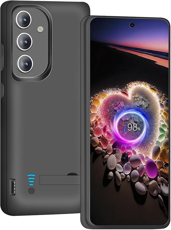 Battery Case for Samsung Galaxy S24, 5000mAh Rechargeable Extended Battery Charging Charger Case, Add 100% Extra Juice, Not Compatible with S24+ or S24 Ultra (6.2 inch) Black
