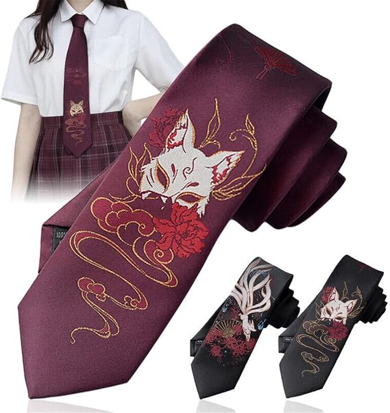 3Pcs Japanese Anime Fox Tie Neck Cosplay JK Clothing Men Women Kawaii Accessories Props Costume for Wedding Graduation School Cosplay