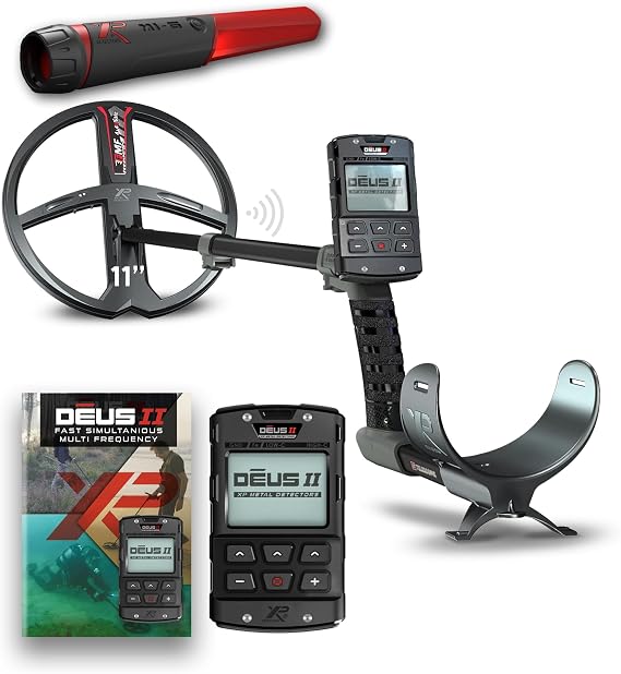 XP Metal Detectors Deus II - 11" FMF Coil with MI-6 pinpointer Bundle - Waterproof y Wireless - with Remote Control, S-Telescopic stem (DEUS2-28FMFRCEG + MI-6)