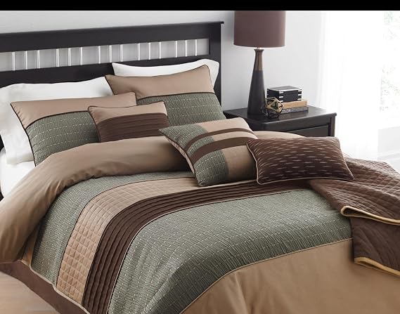 Riverbrook Home Lexia Comforter Bedding Set, King Size, Brown Multi Traditional Decor, 7 Pieces