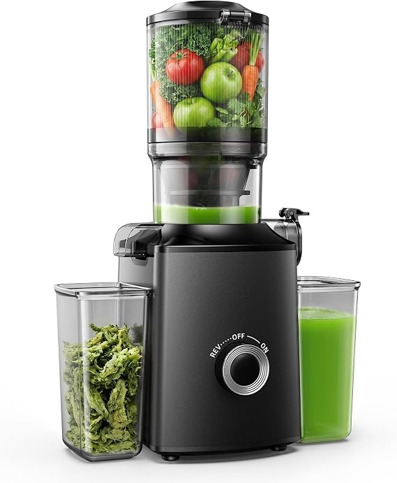 Cold Press Juicer, 5.1" Wide Feed Chute Juice Extractor Machine with 400W, High Juice Yield, Slow Masticating Juicer for Whole Vegetables & Fruits