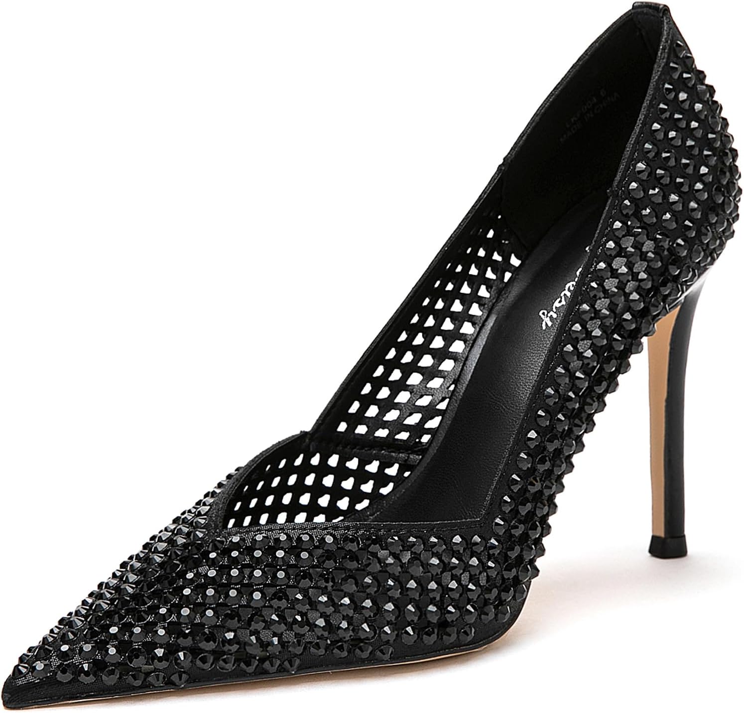 Lryweisy Rhinestone High Heels, 4 Inch Rhinestone Pumps for Women to Wear with Different Clothing and Attend Banquets,Weddings,Party,Dancing,Working Occasions.Black 03, 6.5, Black03