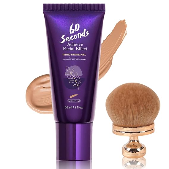 60 Second Tinted Firming Gel, Body Coverage Perfector Waterproof - Tattoo Cover Up Makeup with Brush, Leg & Body Concealer No Transfer, Multi-Use Waterproof Full Coverage (Medium)