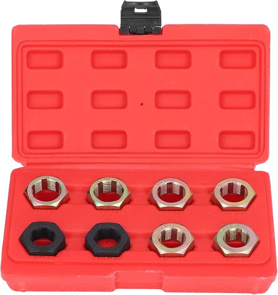 8Pcs Axle Spindle Rethreading Tool Set,Thread Restorer, Multiple Specification Thread Repairing Cleaning Tools with Tool Box