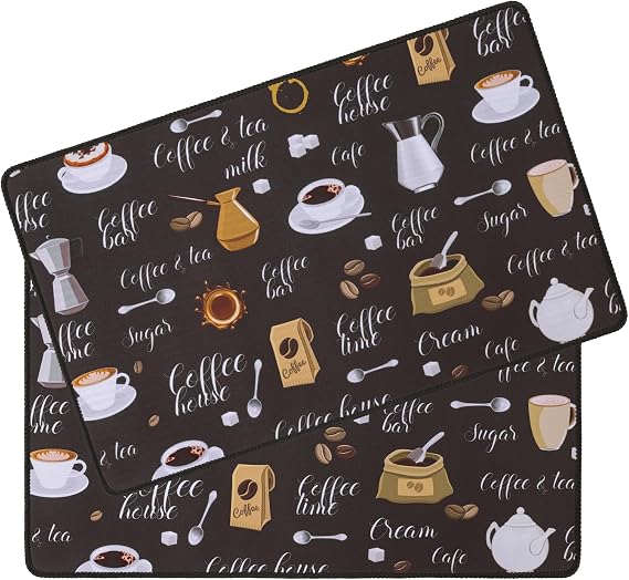 SHACOS Coffee Mat 2 Pack 12x19 Inch Brown Milk | Absorbent Non Slip Rubber Backing Coffee Maker Mat for Countertop Heat Resistant Dish Drying Mat