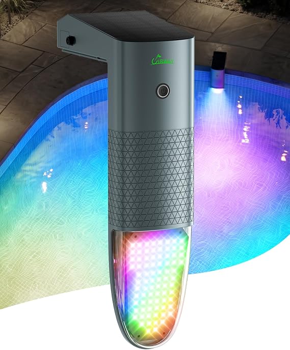 Extra Large Solar Pool Lights for Inground & Above Ground Pools, 80 LEDs RGBIC Underwater Pool Lights with Remote, Dual-Color Lighting, 10 Colors & 7 Modes, Solar & USB Rechargeable [Patent Pending]