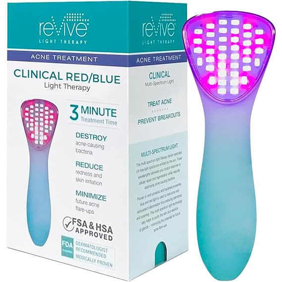 reVive Light Therapy Clinical Acne Device, Red & Blue Light Wand, Full Size
