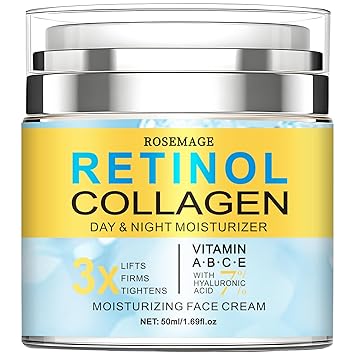 Collagen Face Cream with Retinol, Hyaluronic Acid for Day, Night Moisturizing, Anti-aging Properties, 1.69 Fl Oz