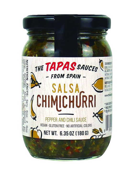 "The Tapas Sauce" Chimichurri Sauce ( Peppers and Chili Sauce) Salsa Chimichurri in a Glass Jar of 6.35 oz ( 180 g) (Pack of 1)