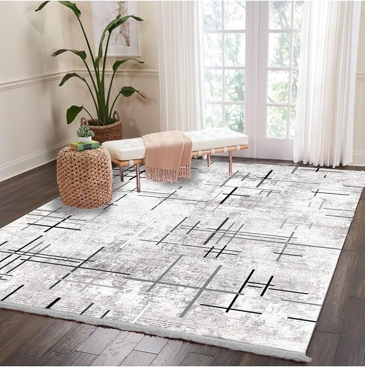 Patchwork Punto Kaymaz Tabanlı Yıkanabilir Antibakteriyel Dijital Baskı Halı Yolluk, PW-8176-PNT-200X300