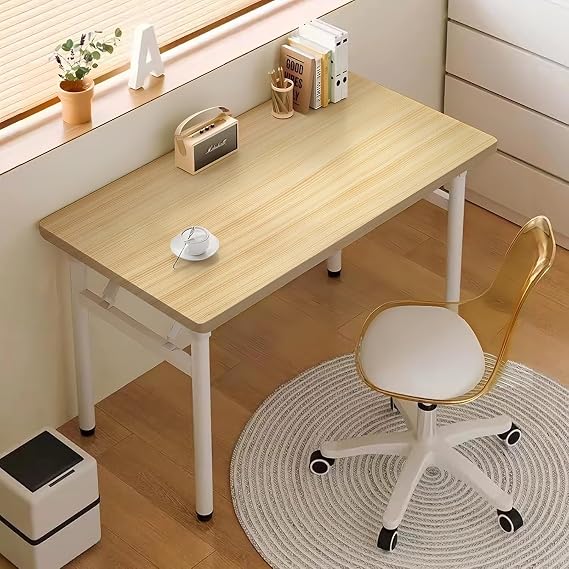 Modern Computer Desk Writing Table No Assembly Required, Study Table Foldable Desk Space Saving for Study Room,Bedroom,Home Office