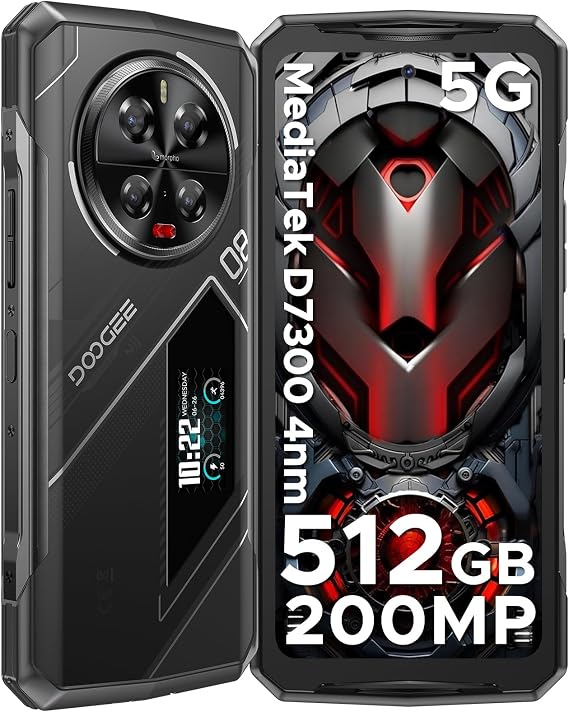 V40 Pro 5G Rugged Phone, 4nm D7300 CPU, 36GB RAM+512GB ROM Android Rugged Smartphone, 6.78" FHD+120Hz Screen, Rugged Cell Phone with 1.47" Rear Screen, 200MP AI Camera, NFC/WiFi 6