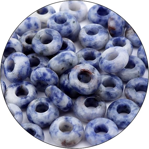 Large Hole Gemstone Beads for Jewelry Making,Loose Macrame Natural Stone Beads Pack of 15,Blue Sodalite(5 * 10mm)