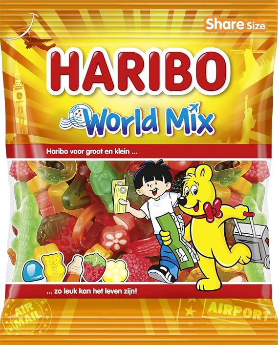 Haribo World Mix I Fruit and Cola flavored Gummy Candy Mix I 180g 6.3 ounce