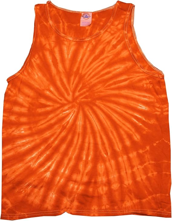 H3500 Tie-Dye Adult Tie-Dyed Tank - Orange Spider - Medium