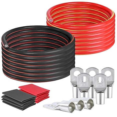 HBU Black & Red 2 Gauge Car Battery Cable - 13 Feet Each Car Welding Cables