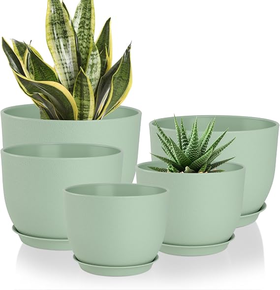 YNNICO Plant Pots 10/9/8/7.5/7 inch with Multi Mesh Drainage Holes