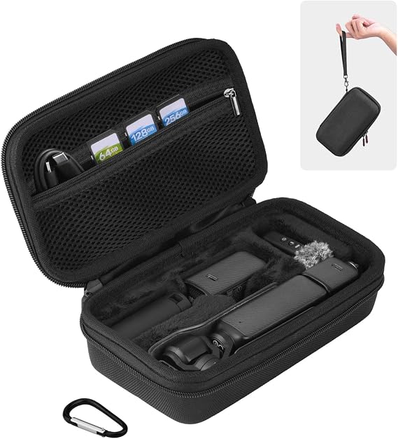 BRDRC Osmo Pocket 3 Case, For Xtra Muse Portable Carrying Bag Protective Hard Storage Bag for DJI Osmo Pocket 3 Creator Combo/Xtra Muse Camera Accessories with Wrist and Carabiner (Black)