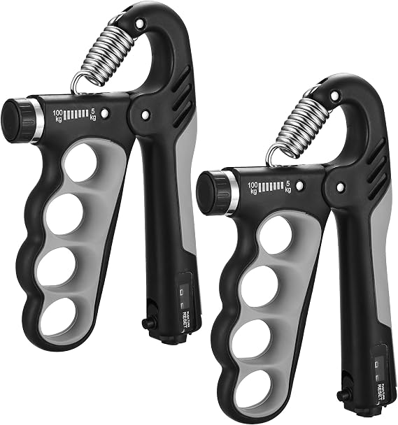 2 Grip Strengthener, Hand Grips Strengthener, 5-100 Kg Adjustable Hand Gripper Strengthener, Forearm Strengthener Workout Kit,