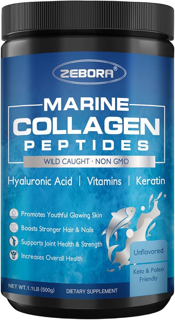 ZEBORA Marine Collagen Peptides Powder for Women, 50 Servings