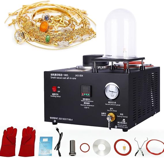 1500W Vacuum Casting Machine, Professional Lost Wax Casting, 2102°F Metal Melting Furnace, with Graphite Crucible, for Jewelry Casting and Investment. 3KG