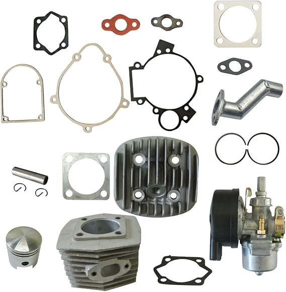 47mm1.85in Cylinder Head Piston with Carburetor Kit for 66cc 80cc 2 Stroke Engine Motorized Bicycle Bike Motor