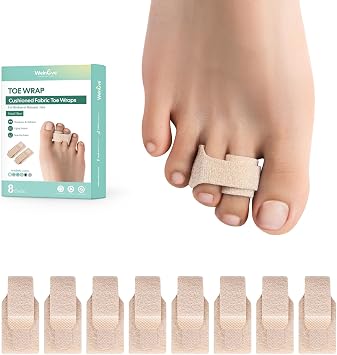 Welnove Hammer Toe Straightener - 8 Pack Broken Toe Wraps - Hammer Toe Corrector for Women - Toe Splints for Crooked Toes, Curled Toes, Bent Toes - (Small, Beige)