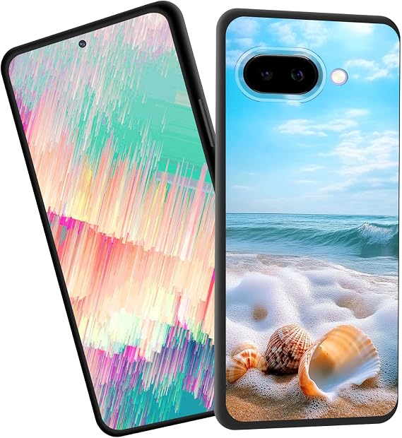 for Pixel 9a Case,Slim Shockproof TPU Soft Rubber Silicone Cover Phone Case for Google Pixel 9a,Beach Seashells Ocean Waves