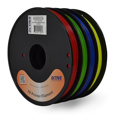 Octave 4 Color Red-Green-Blue-Yellow ABS Filament for 3D Printers - 1.75mm 1.3Kg Spool