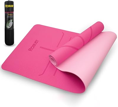 Robust Extra Thick Yoga Mat 14 & 13 & 25 Inch - Non Slip Exercise Mat with Alignment Lines, Carrying Strap, TPE Eco-Friendly Material for Knee Support, Sweat-Proof 72 x 24 for Women & Men