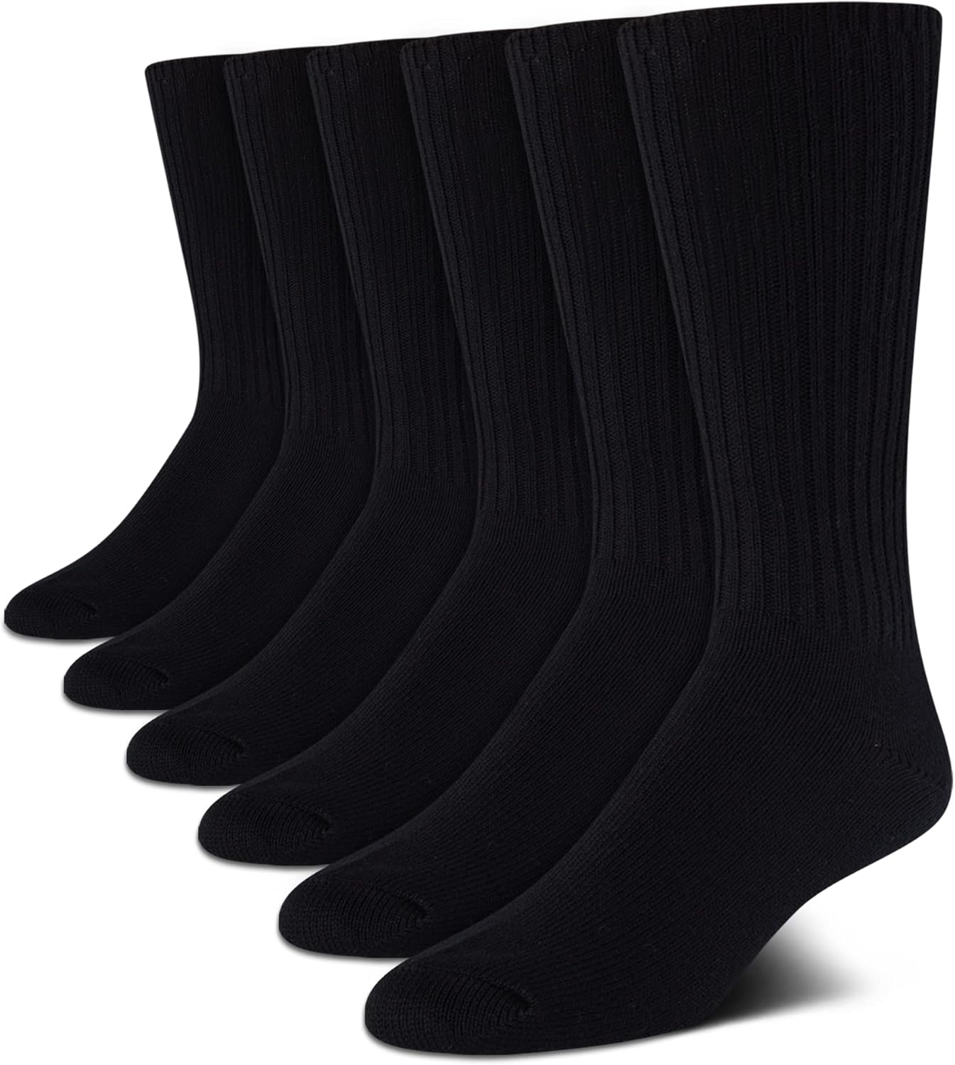 Calvin Klein Mens Crew Socks - 6 Pack Lightweight Cotton Blend Moisture-Wicking Cushioned Athletic Crew Socks for Men