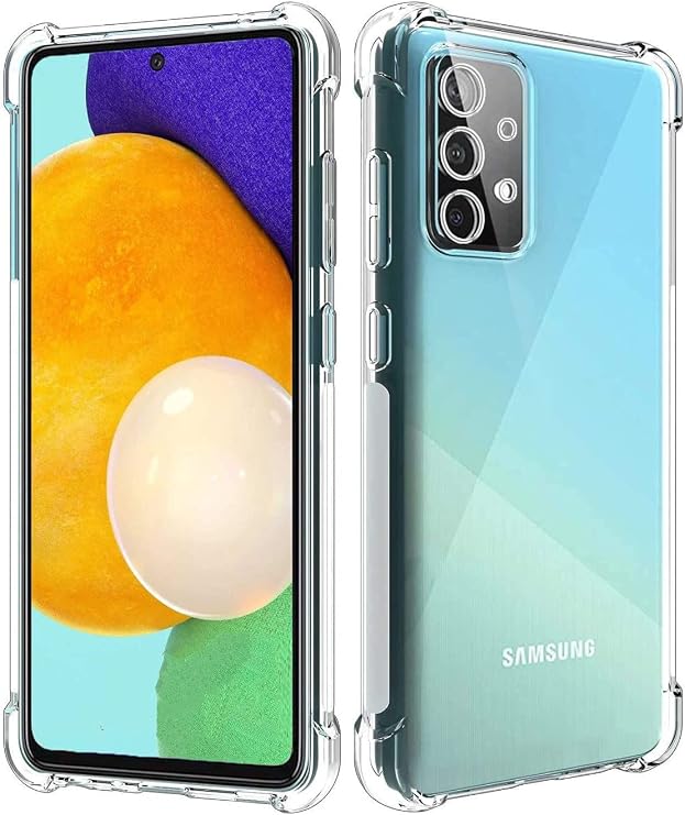 Cover Camera Protected Antishok Airbag Corner Protected Silicone Transparent Case Compatible with Samsung Galaxy A52