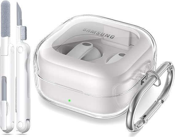 for Samsung Galaxy Buds 4 Pro Case, Buds 4 Case | Military-Grade Shockproof, Soft TPU Highly Transparent Anti-Yellowing with Cleaning Kit, Clear White