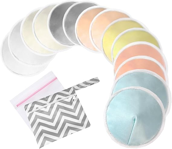 Oiomniv Reusable Breast Pads, 14 Pack, 4.7 Inch Washable Nursing Pads