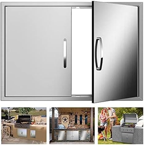 BBQ Access Door, Inch Grill Double Door, Brushed Stainless Steel Outdoor Kitchen Doors for BBQ Island Grilling Station,30''Wx 23''H