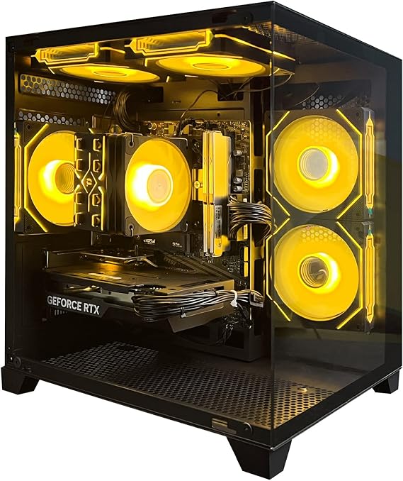 AEXPXO Gaming PC Desktop,Prebuilt Gaming Computer with,AMD Ryzen 5 5600X 3.7GHz,RTX4060 8GB GDDR6,32GB DDR4 RAM 3200MHz,1TB NVME SSD,ARGB Cooling Fan,Supply WiFi Support