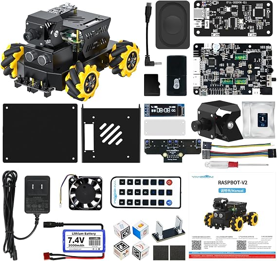 Yahboom Raspberry Pi 5 ROS2 Robot Car 360Movement, AI Vision & Tracking, Integrated Multimodal Large AI Model OpenRouter, AI Voice Interaction (Superior Without RPi5)