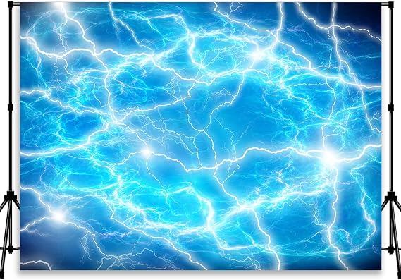 Lightning Backdrop Blue Sky Flash Photography Background | Light Natural Phenomenon Starry Background Boy Birthday Party Party Banner Studio Vinyl 7x5ft YUNBYC167
