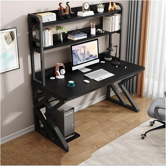 Workstations Pc Table Desktop Home Desk Hutch All-in-one Table Combo Hole Board Study Gaming Table Bedroom Office Desk Office Desk(Black,80x60x170cm)