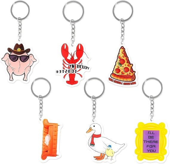Friends Tv Show Keychain 6Pcs, Acrylic Best Friend Keychains Cute Merchandise Friends Themed Decorative Keyrings Gifts for Women/Girls/TV Show Fans