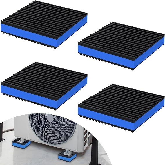 4 PCS Hard Rubber Anti Vibration Pads, 4" x 4" x 7/8" Heavy Duty Rubber and EVA Anti-Slip Sound Isolation Mats for Air Conditioner,Air Compressor,Washing Machine,Treadmill,Bike Trainer