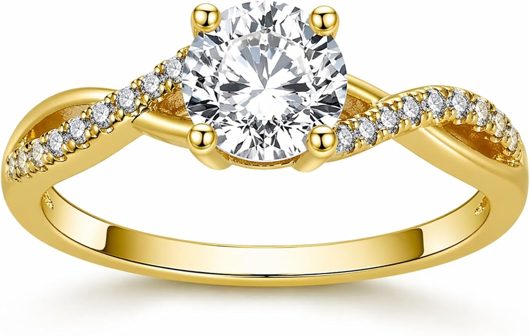 Queena Engagement Ring for Women by Ginger Lyne | 925 Sterling Silver Black Cubic Zirconia Solitaire Ring | Elegant Black Promise Ring or Travel Decoy Ring for Proposals & Special Occasions