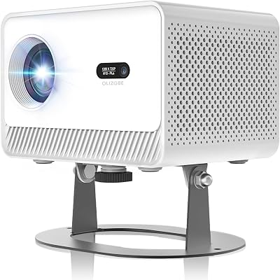 Mini Projector Support 4K with WiFi and Bluetooth, Built-in APPS & Electric Focus, 300 ANSI & Auto Keystone Portable Projector, 200 Screen Compatible with iPhoneLaptopTV Stick for Bedroom Outdoor