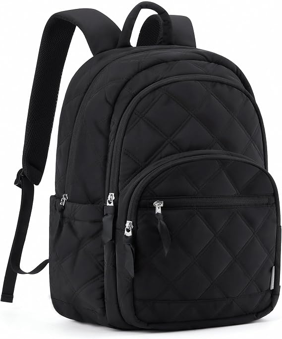 BAGSMART College Laptop Backpack,Cute Travel Backpack for Women,Quilted Computer Bookbag
