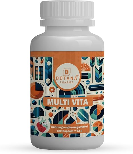 Multi Vita Multivitamin Capsules - 20 Vitamins & Minerals for Energy Immune System & Cell Protection - 60 Vegan Capsules (2 Months Supply) - Made in Germany