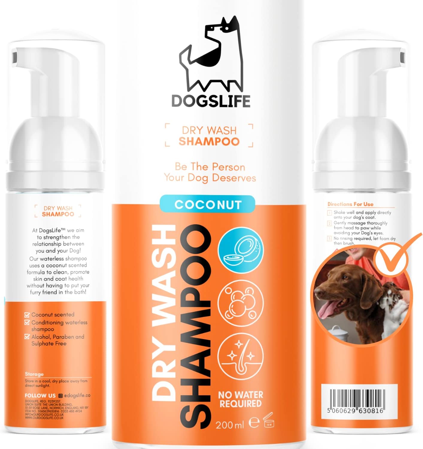 Dry Shampoo For Dogs | Soothing & Deodorising Dry Shampoo | 100% Natural Coconut Fragrance | Fast Drying, No Bath Needed! Fresh Waterless Shampoo