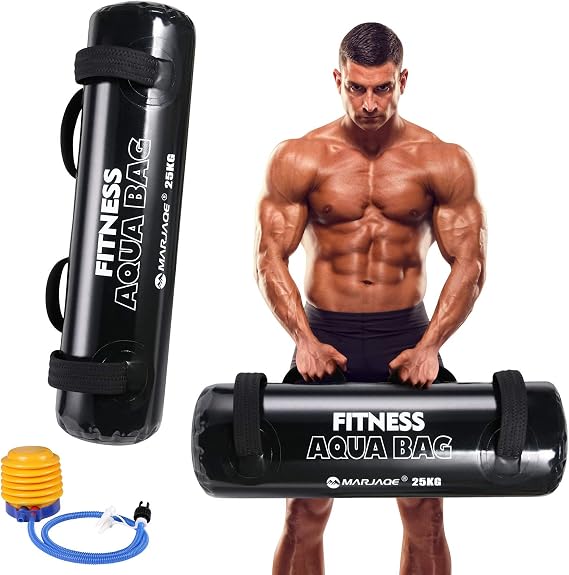 Flintronic Adjustable Weightlifting Water Bag, 25kg Sandbag Alternative Aqua Bag with a Foot Pump Fits for Indoor Strength Training, Dumbbell for Powerlifting Exercise