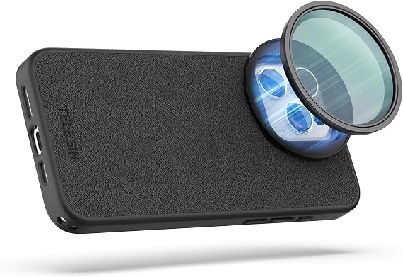 TELESIN 58mm Magnetic Adjustable ND Filter & Phone Case Kit for iPhone 15 Pro Max, ND2-ND32 (1-5 Stops) VND Filter with Protective Phone Case HD Optical Glass Neutral Density Filter Kit for iPhone