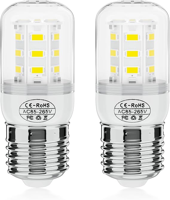 Upgraded KEI D34L Refrigerator Bulb 5304511738 LED Refrigerators Light Bulbs Fit for Frigidaire Kenmore, RefrigeratorS Light Bulb Replacement (3.5W 85V-265V E27 White Light)-2Packs