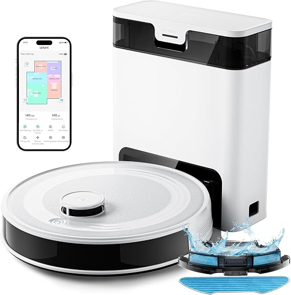 Lefant Robot Vacuum and Mop,10000Pa, 240Min, Self-Emptying,M2S Pro